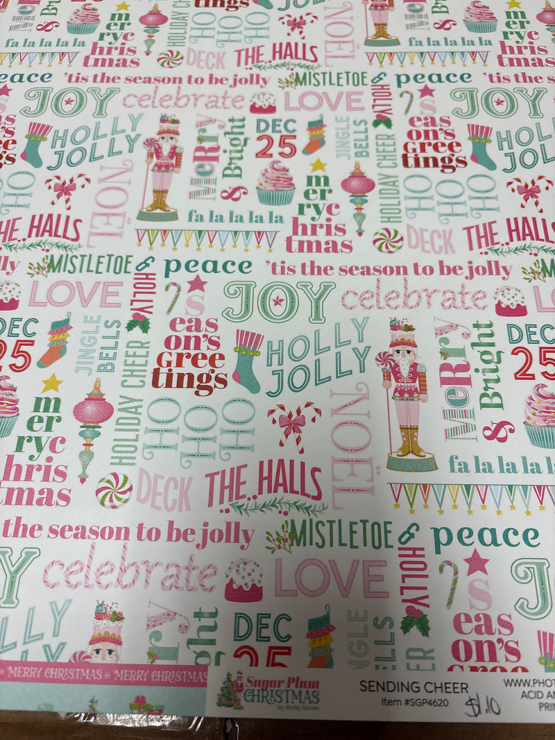 Sending Cheer - Sugar Plum Christmas - 12 x 12 Scrapbook Paper