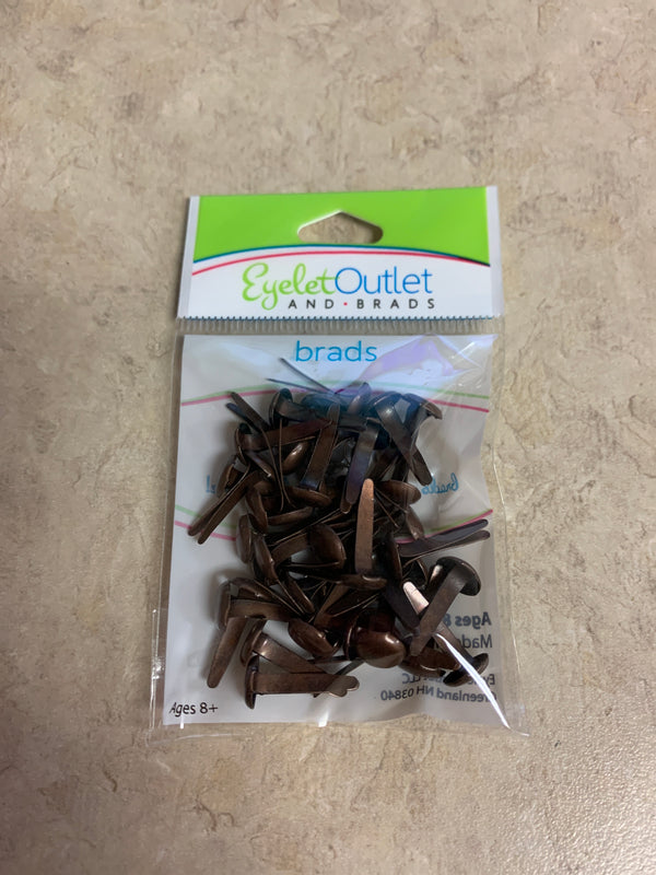 Brushed Copper Brads - 8 mm- 40 Count