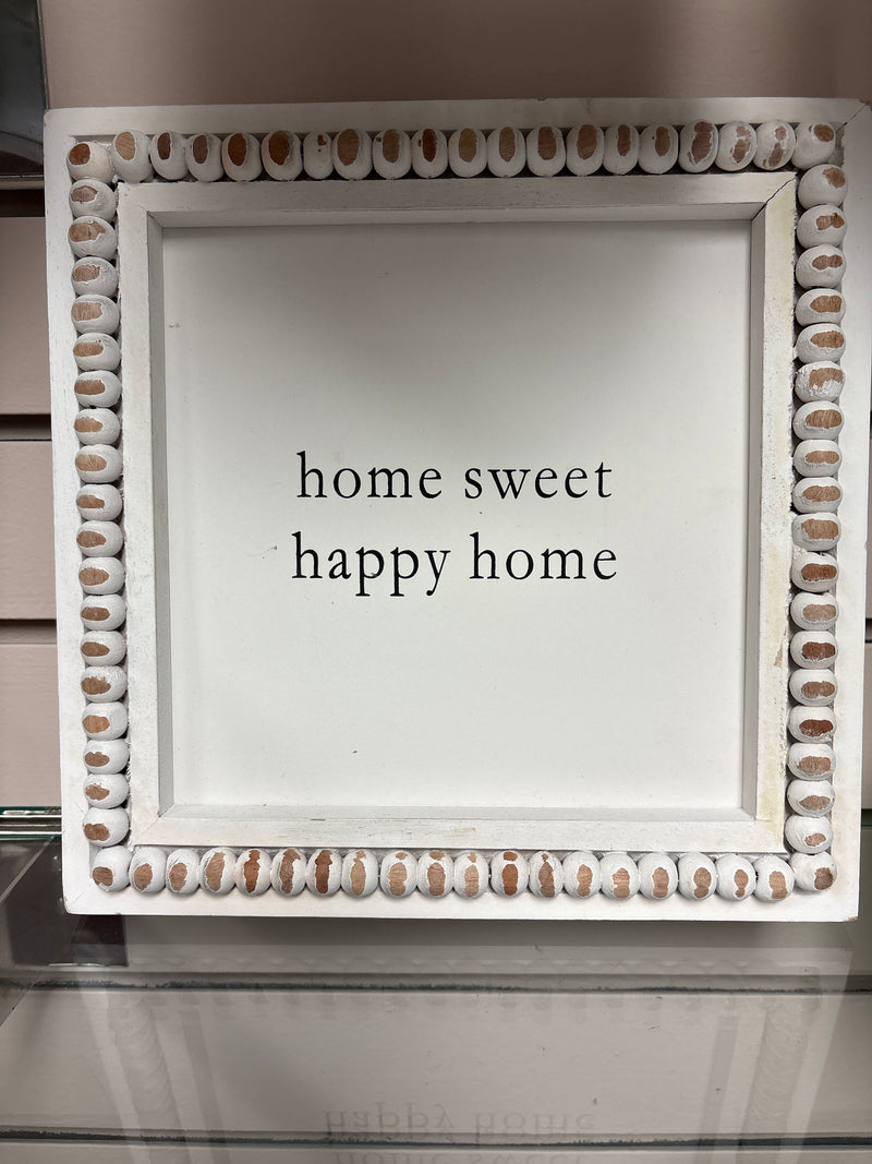 Home Beaded Square Plaque