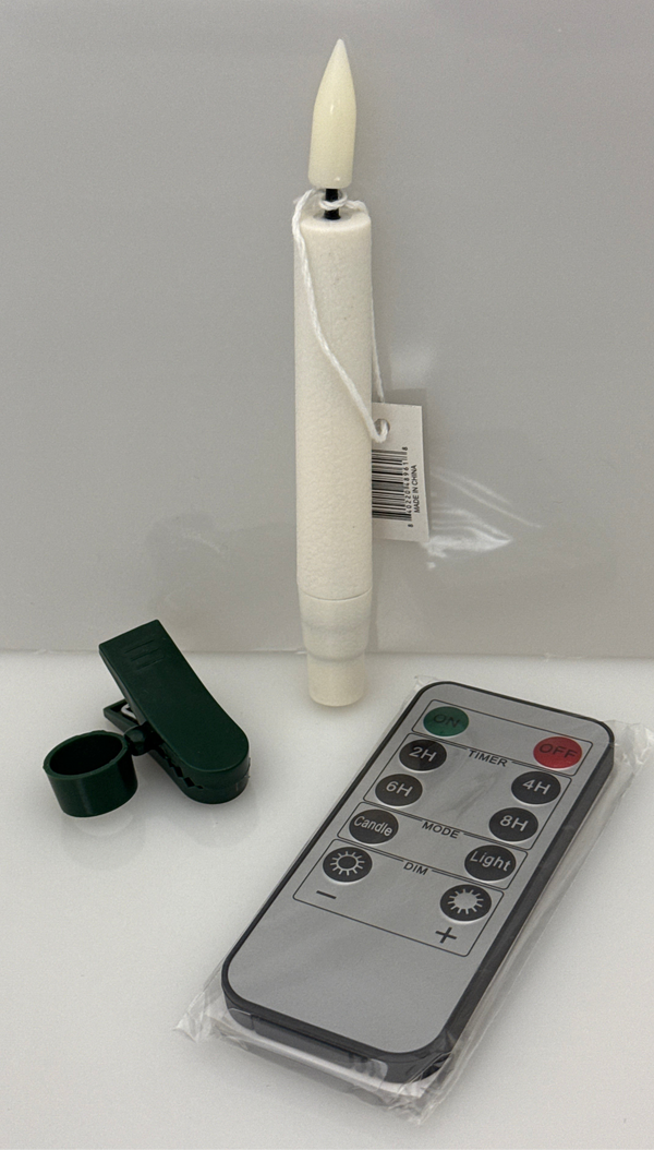 Set of 6, 5inch White LED Tree Clip Candles w/ Timer & Remote