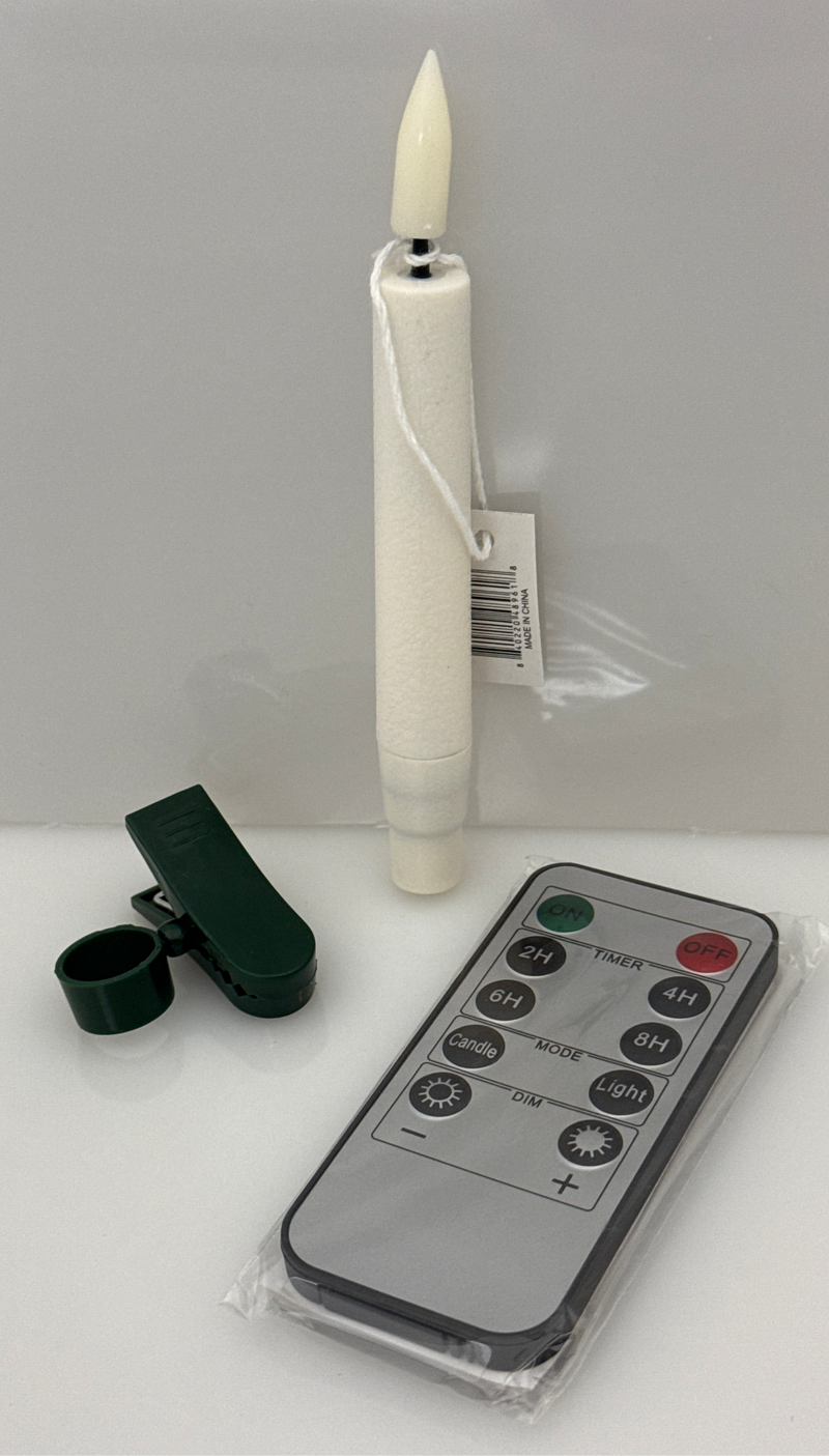 Set of 6, 5inch White LED Tree Clip Candles w/ Timer & Remote