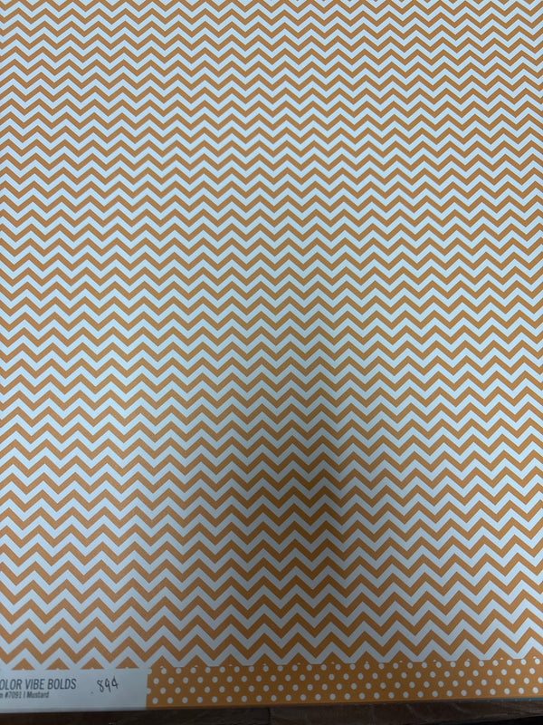 Mustard - Chevron and Dot - 12 x 12 Scrapbook Paper