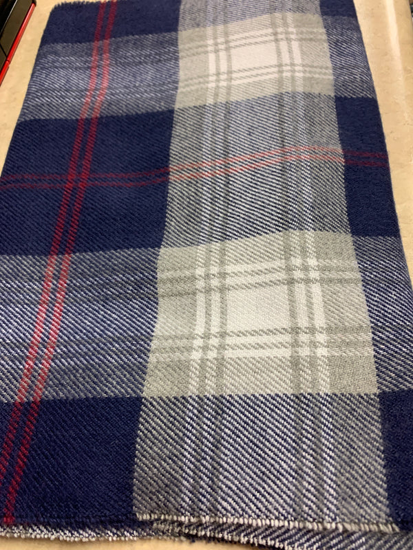 Navy,Tan and Wine Plaid Scarf