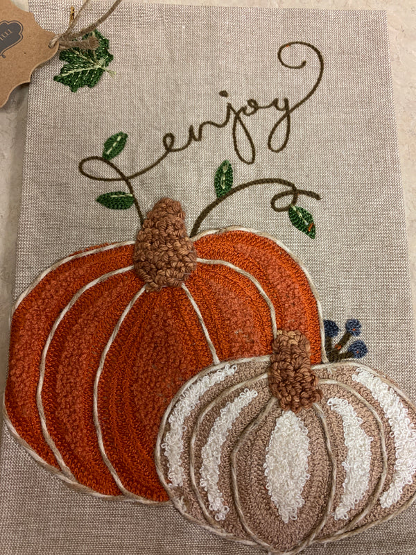 Enjoy Embroidered Pumpkin Towel
