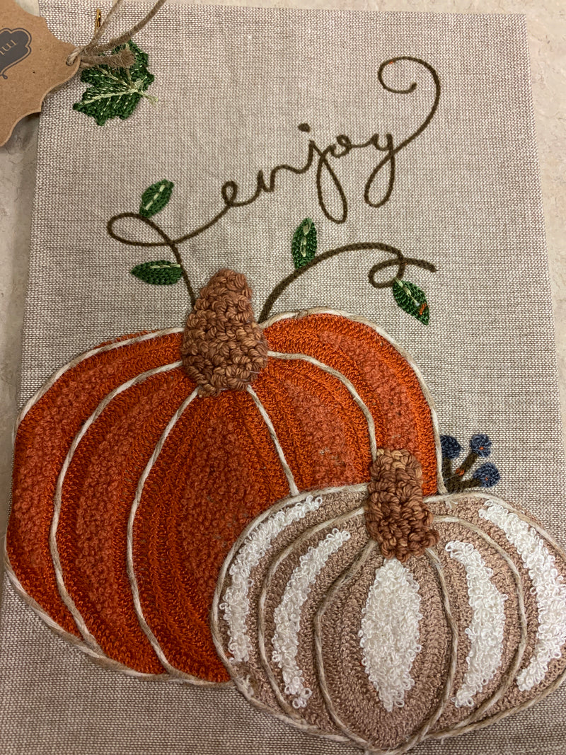 Enjoy Embroidered Pumpkin Towel
