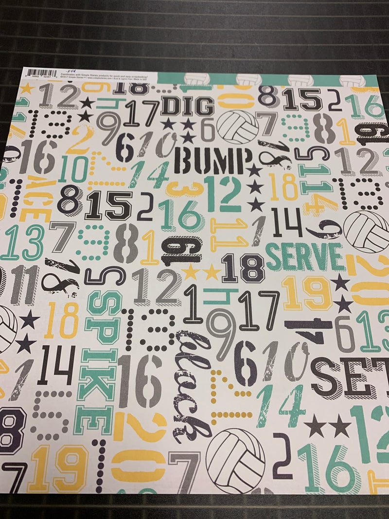 Bump, Set, Spike - Volleyball - 12 x 12 Scrapbook Paper