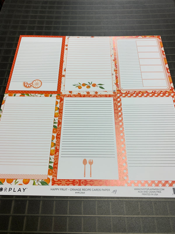 Happy Fruit Orange Recipe Card Paper