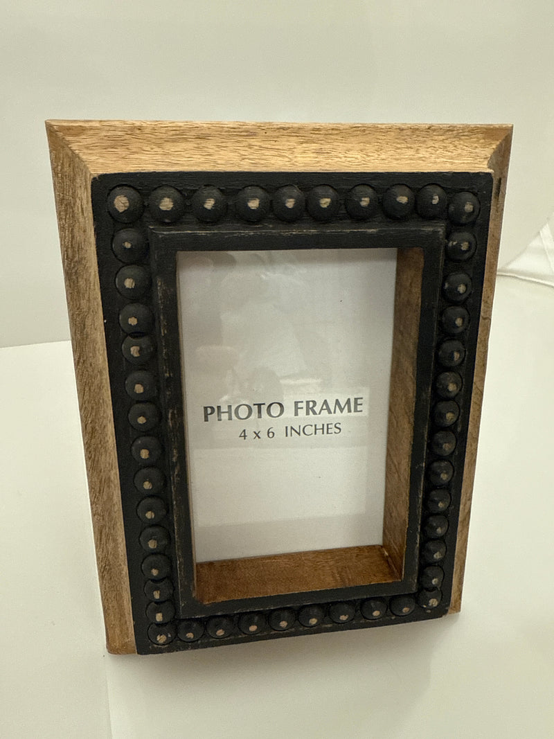 Black Rivet & Wood Photo Frame - 4x6