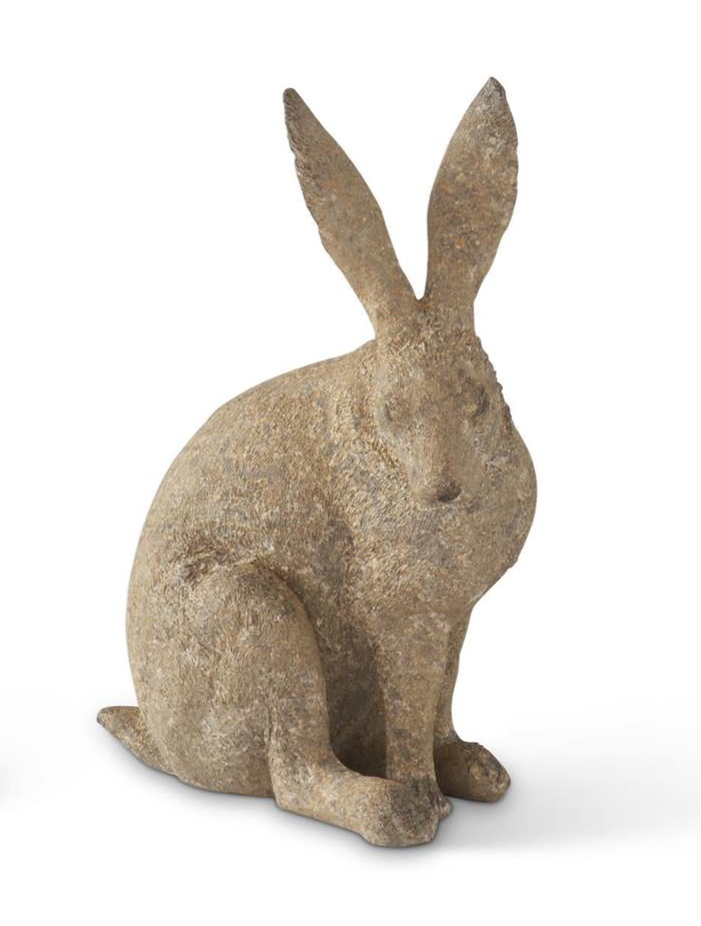 Weathered Gold Speckled Resin Garden Rabbit - Sitting Up