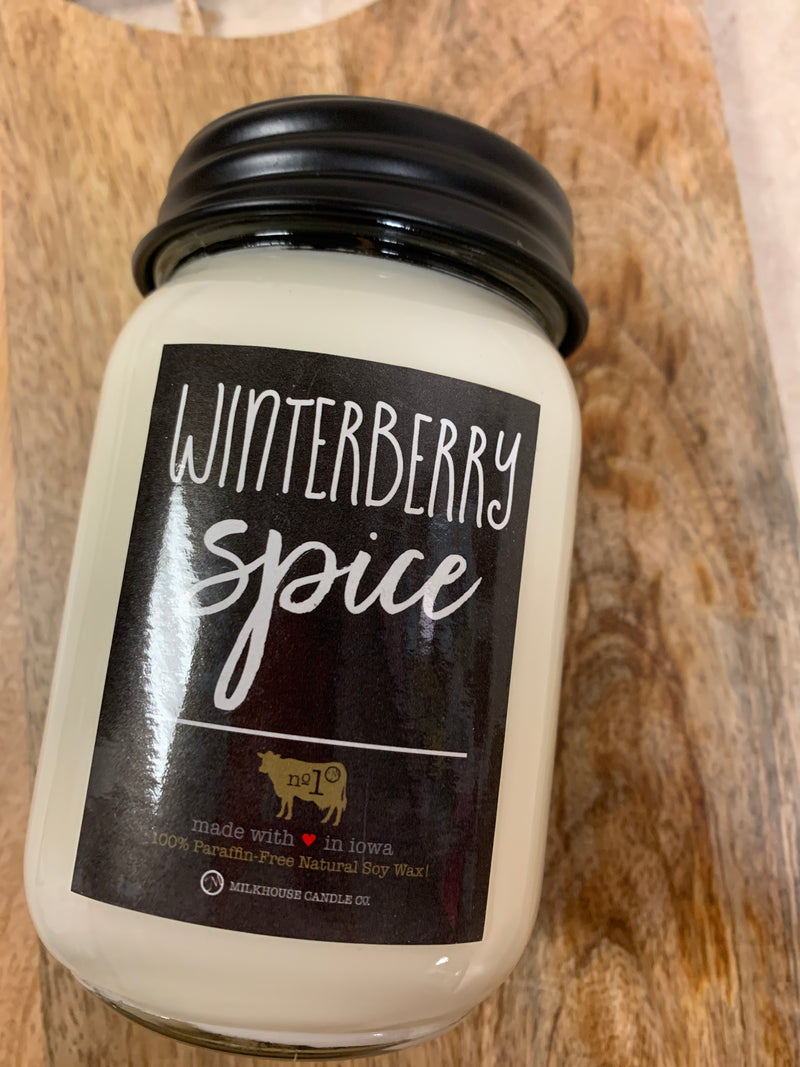 Winterberry Spice Milkhouse Candle - 13oz mason jar