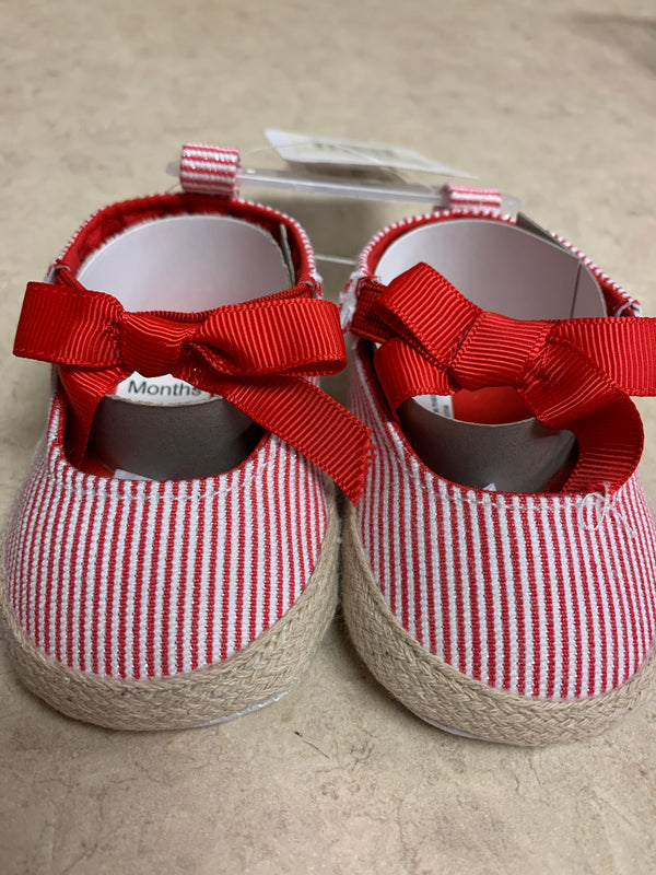 Red Stripe Girls Shoes 0 - 6 month