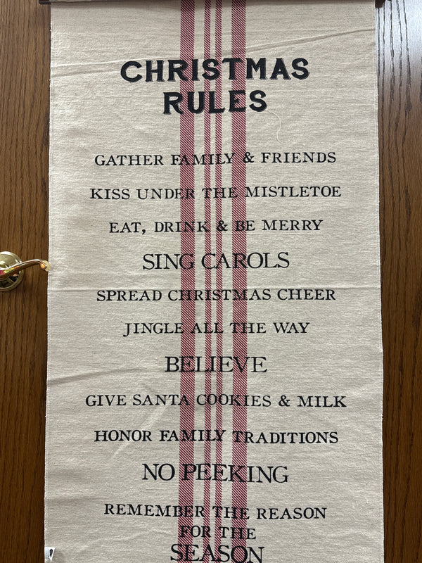 Holiday Rules Fabric Hanger