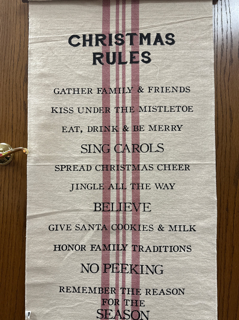 Holiday Rules Fabric Hanger