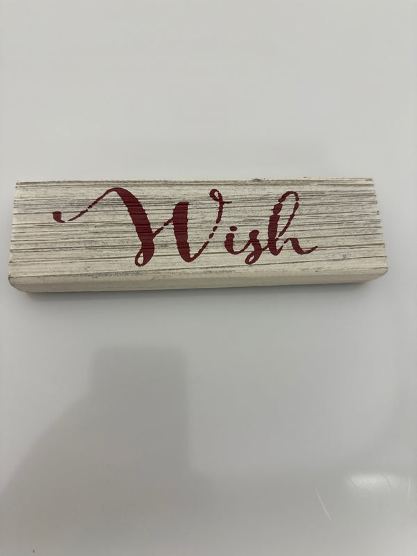 Wish Red and white word block
