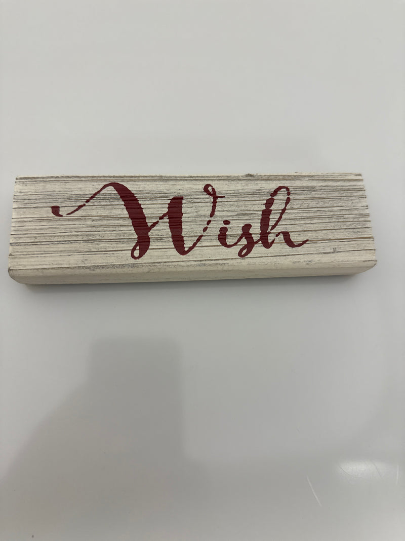 Wish Red and white word block