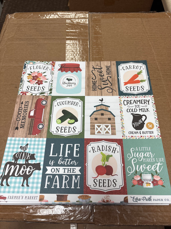 3x4 Journaling Cards - Farmers Market - 12 x 12 Scrapbook Paper