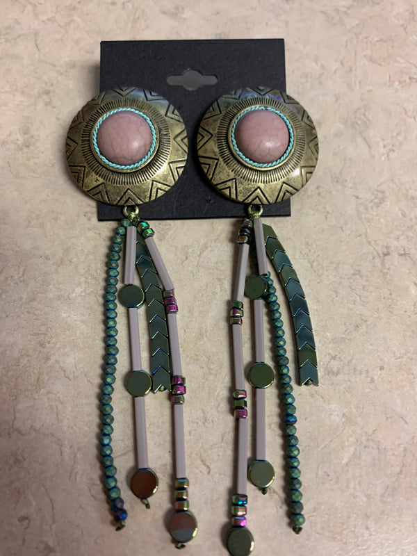 Navjo Bronze Tailed Earring with Purple Center