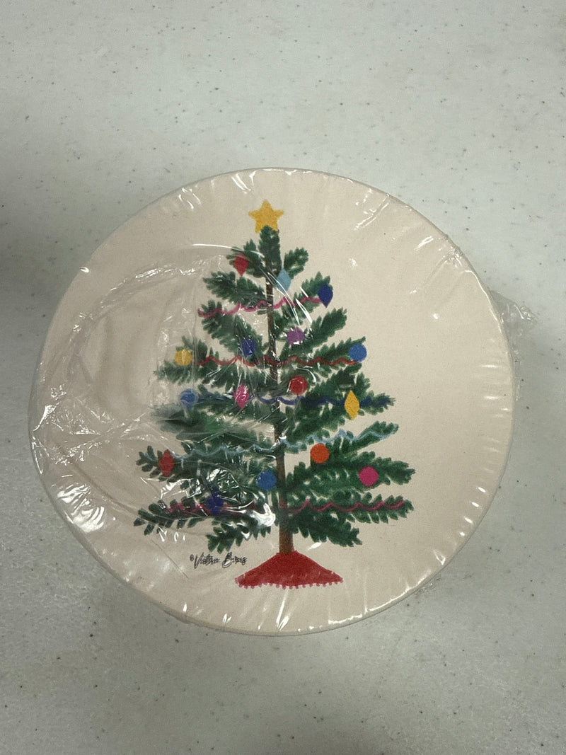 Merry Bright Tree Round Single Coaster Set of 6