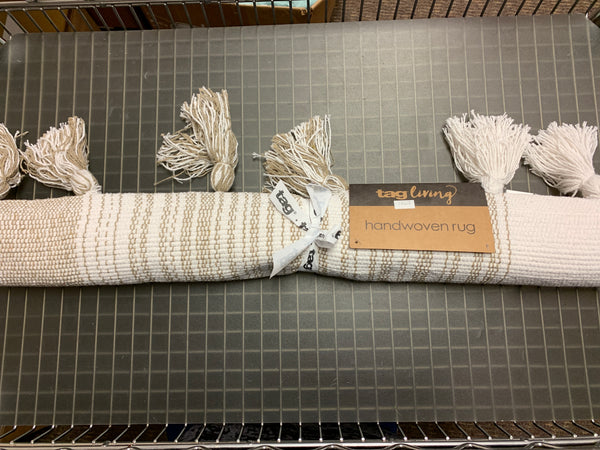 Tassel Plaid Rug - Tan