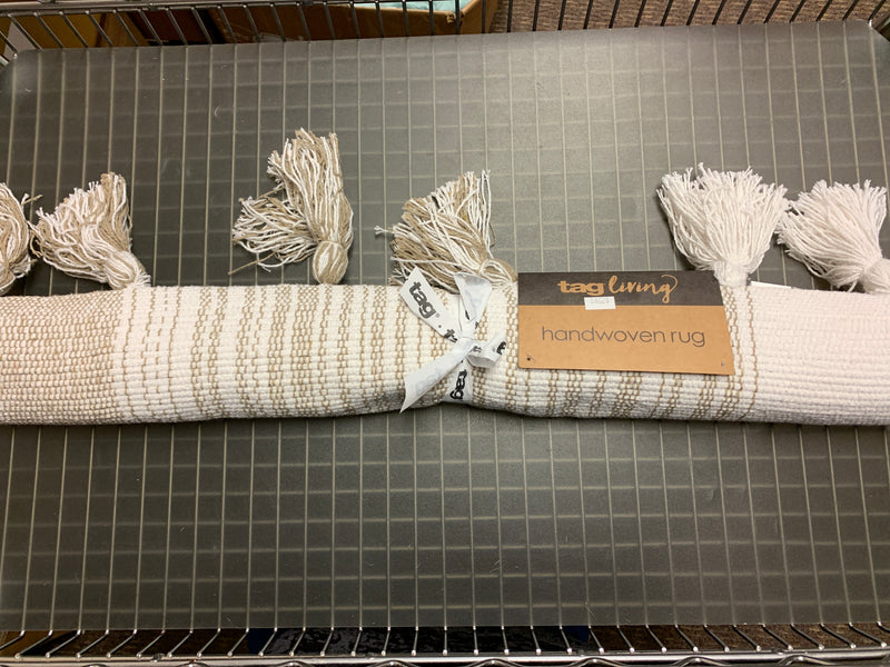 Tassel Plaid Rug - Tan