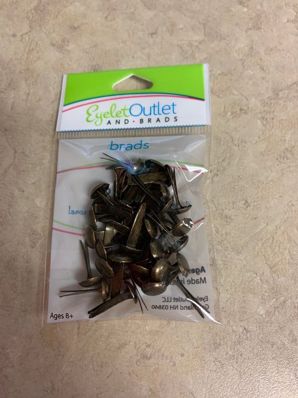 Brushed Brass Brads - 8 mm - 40 Count