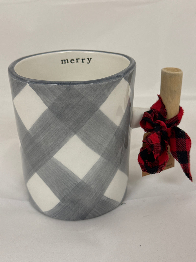 XL Gray Wooden Handle Mug