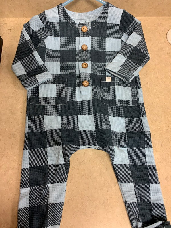 Navy Blue Waffle Check - 6-9 month