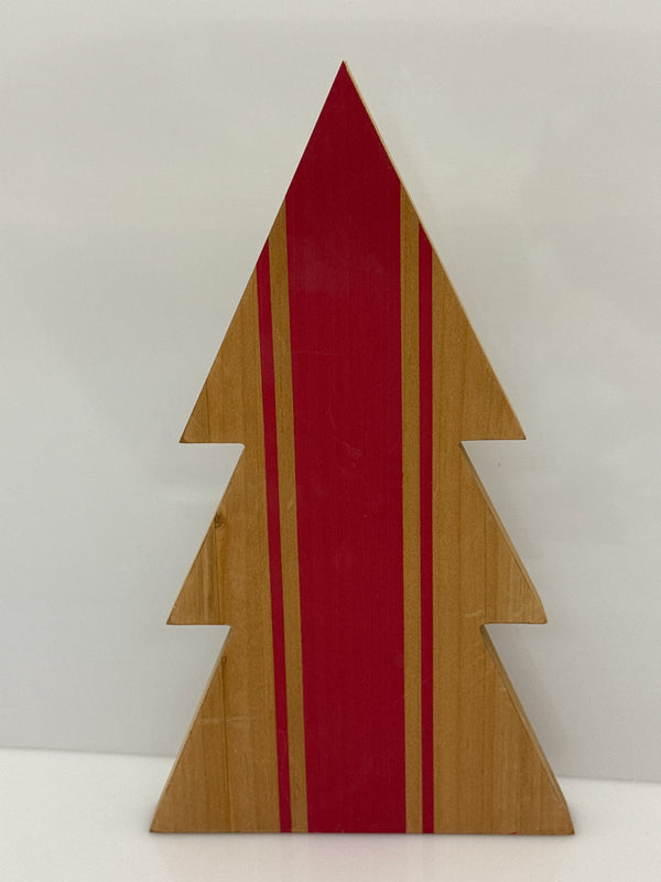 Medium Natural Wood with Red Stripes Tree Cutouts