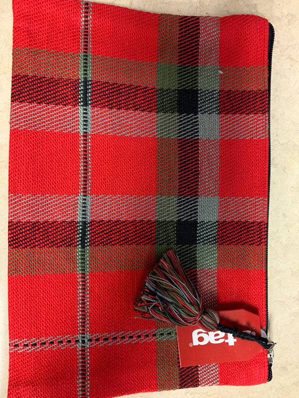 Red Plaid Pouch Cosmetic  Bag