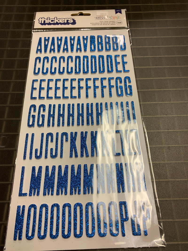 Blue Glitter - Reason To Smile - Foam Letter Stickers