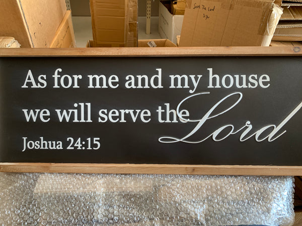 Serve The Lord Sign Wood Frame Black Metal - 31.5 Inch