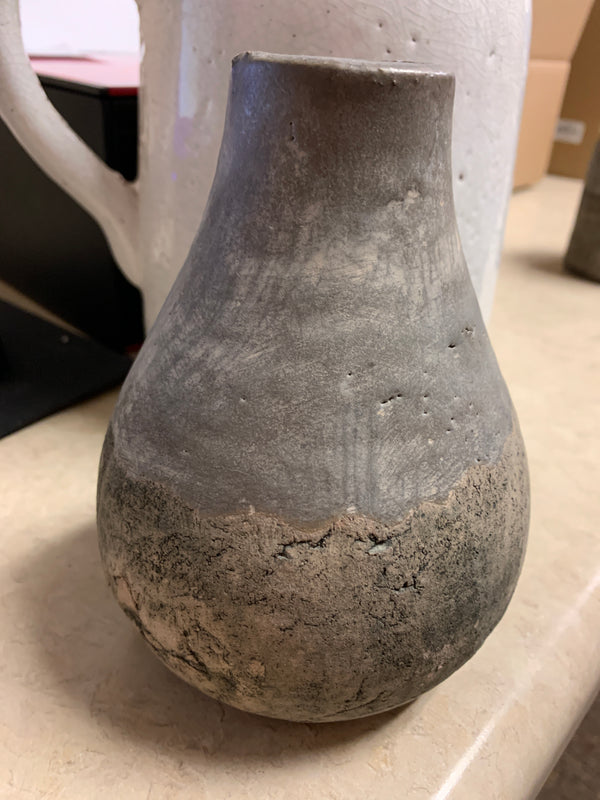 Ceramic Pot with Gray Glazed Top - 6 Inch