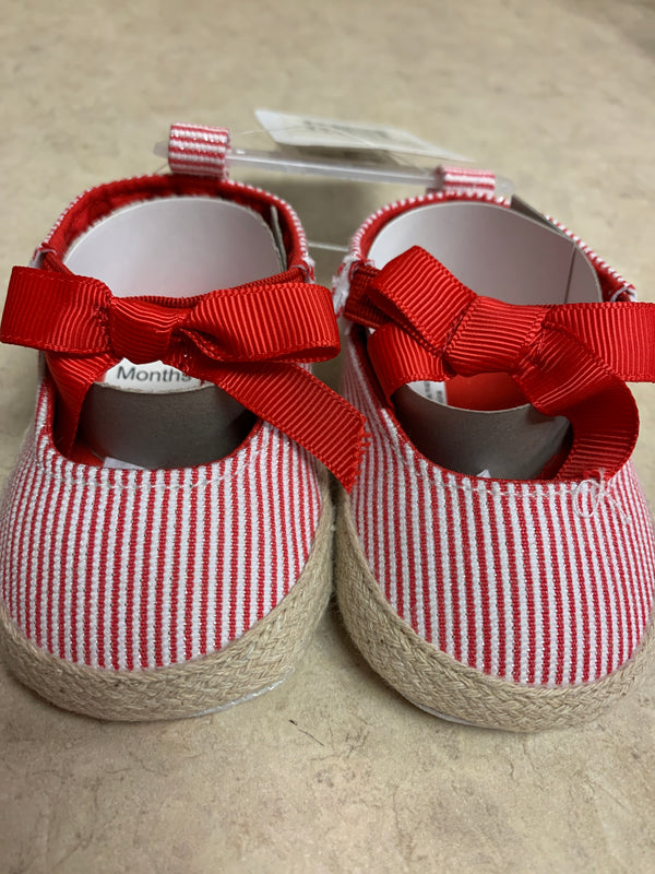 Red Stripe Girls Shoes - 12 - 18 month