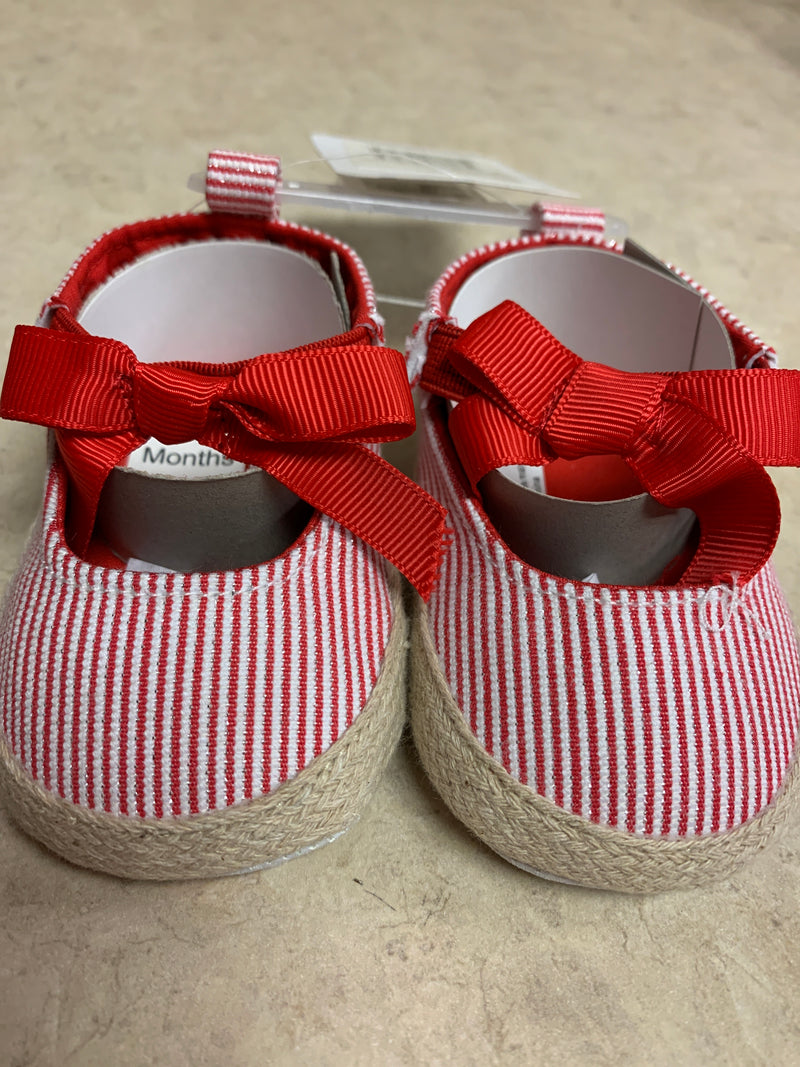 Red Stripe Girls Shoes - 12 - 18 month