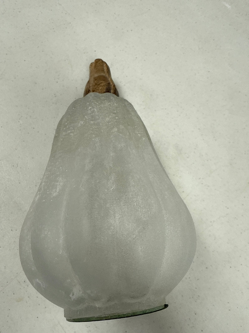 Frosted Glass Pumpkin with Carved Wood Stem - 8 inch