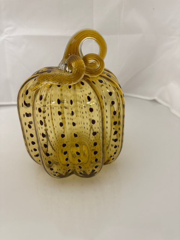 Black Speckled Amber Glass Pumpkins - medium - 6 inch