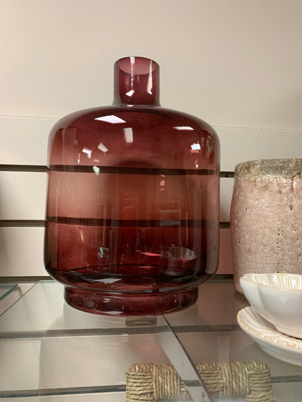 Burgundy Transparent Glass Vases - Large