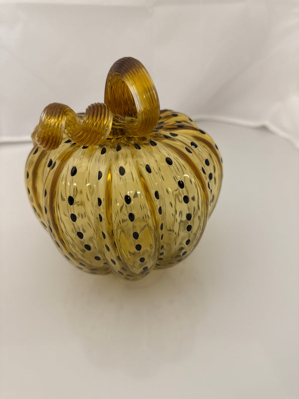 Black Speckled Amber Glass Pumpkins - Small - 5.5 inch