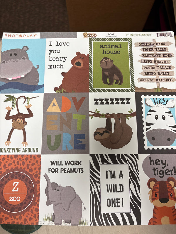 Roar - We Bought A Zoo - Journaling Cards- 12 x 12 Scrapbook Paper