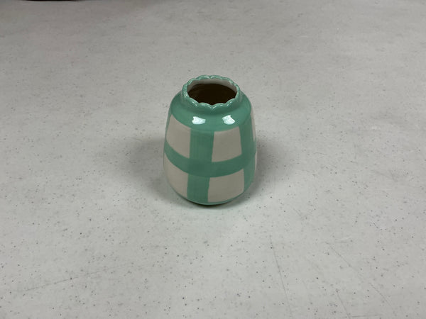 Mint Green Check Bud Vase
