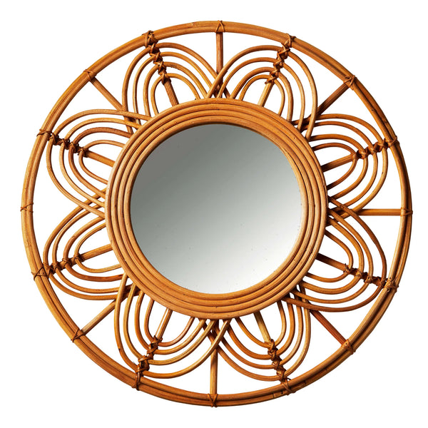 Petals Rattan Round Mirror