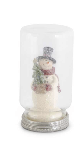 Glittered Resin Vintage Snowmen In Glass Jar