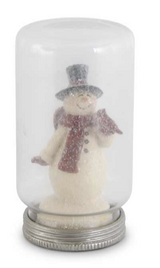 Glittered Resin Vintage Snowmen In Glass Jar