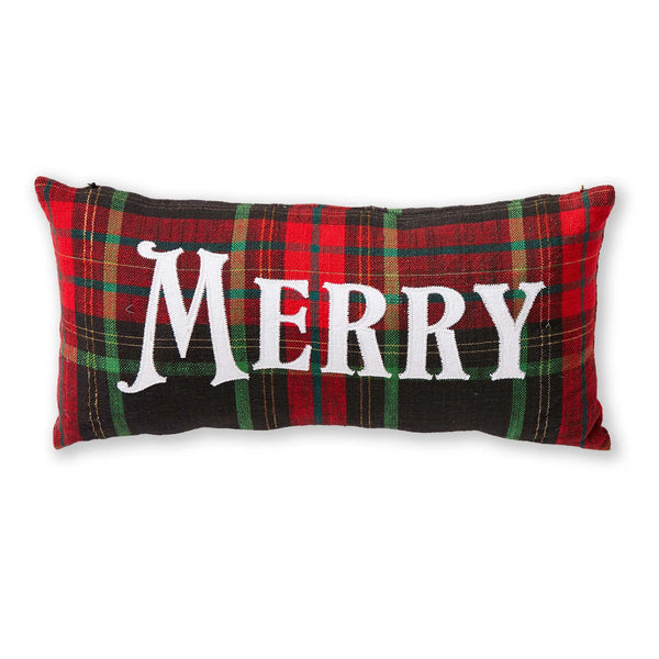 Merry Christmas Plaid Pillow