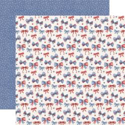 Red White and Blue Bows - Yankee Doodle 12x12 Paper
