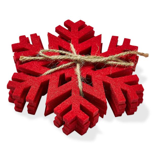 Snowflake Coasters - set/4 - Red
