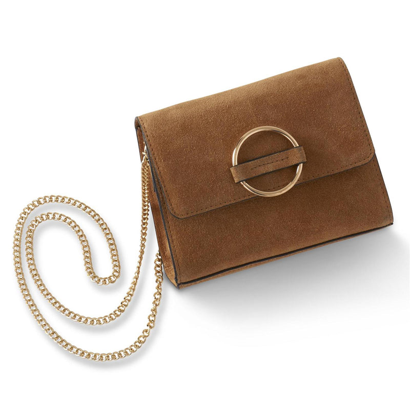 Tan Suede Small Crossbody Purse