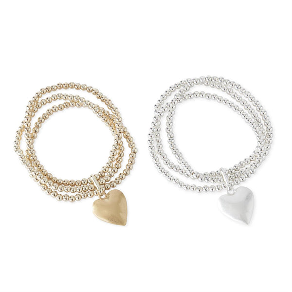 Three Strand Heart Bracelets - Gold