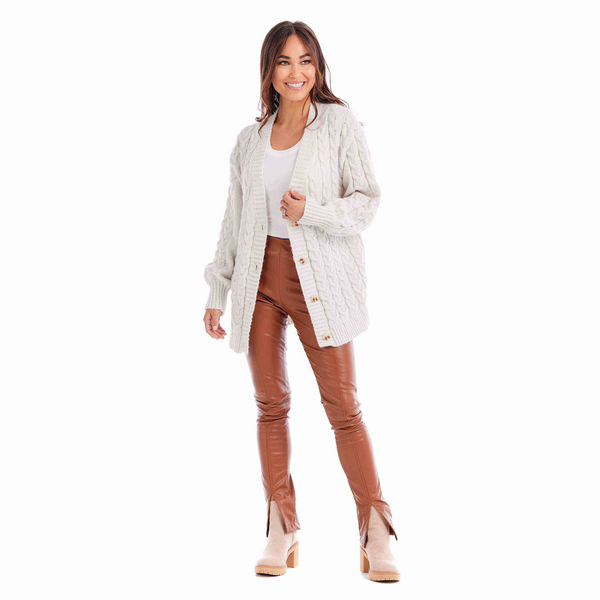 Vivia Textured Cardigan - Cream - M/L