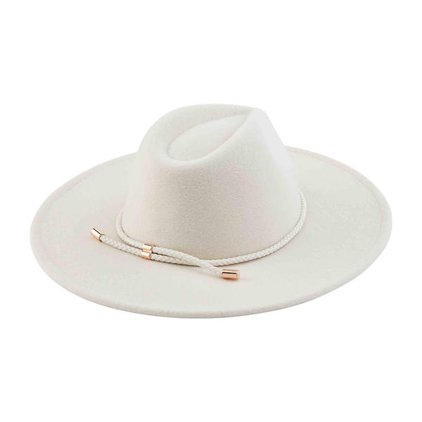 Cream Tied Braided Fedora Hat